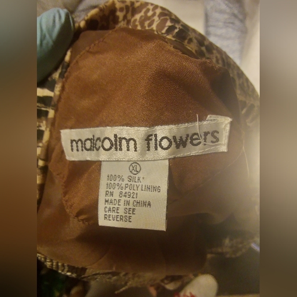 Malcom Flowers Reptile Print Silk Jacket Faux Leather Fringe VTG Women’s Sz XL - Picture 3 of 3